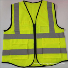 Reflective mesh fabric vest with pocket